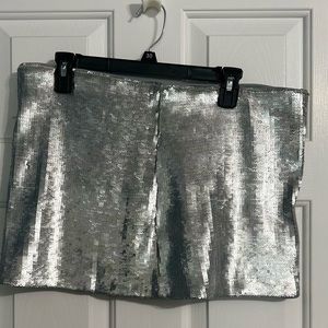 Silver sequin skirt